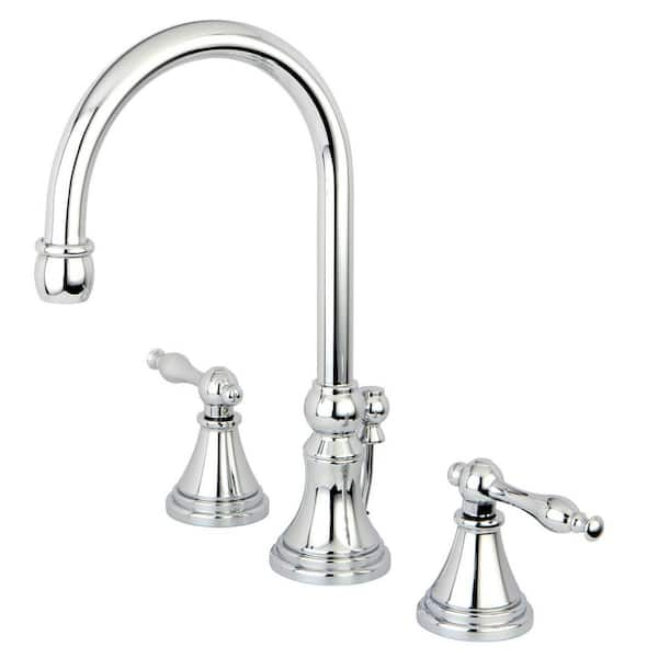Kingston Brass Governor 8 in. Widespread 2-Handle Bathroom Faucets with Brass Pop-Up in Polished Chrome