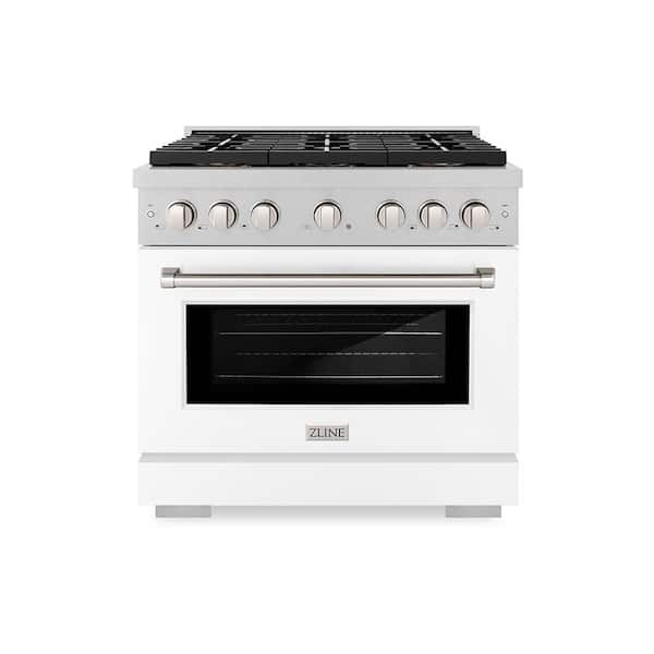 36 in. 5.2 cu. ft. Paramount Gas Range with 6-Burner DuoPro Cooktop and Gas Oven in Satin Stainless with White Matte