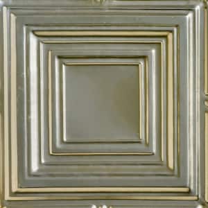 Take Home Sample - Cubism Gold Nugget 1 ft. x 1 ft. Decorative Tin Style Nail Up Ceiling Tile (1 sq. ft./case)