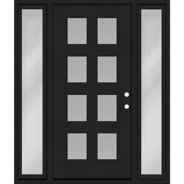 Regency 72 in. x 80 in. 8L Modern Clear Glass LHIS Onyx Stain Fiberglass Prehung Front Door w/Clear 16 in. SLs 4-9/16
