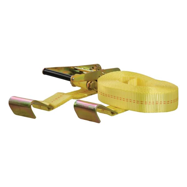 CURT 27' Yellow Cargo Strap with Flat Hooks (3,333 lbs.) 83048