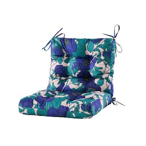Outdoor Cushions Dinning Chair Cushions with back Wicker Tufted Pillow for Patio Furniture in Dark Blue Floral