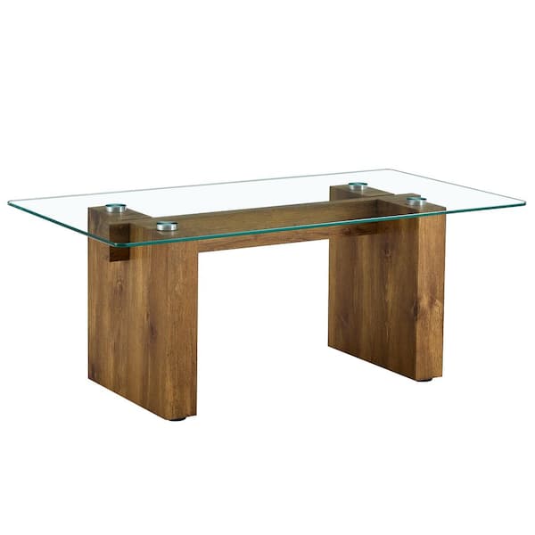 Polibi Modern 43.3 in. Transparent Rectangle Glass Coffee Table