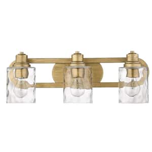 Lumley 22 in. Antique Gold 3-Light Gold Bath Vanity with Clear Optic Glass