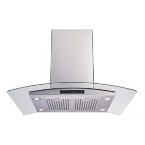 Avellino 30 in. 500CFM Convertible Glass Kitchen Island Range Hood in Stainless Steel with Filters and LED Lights
