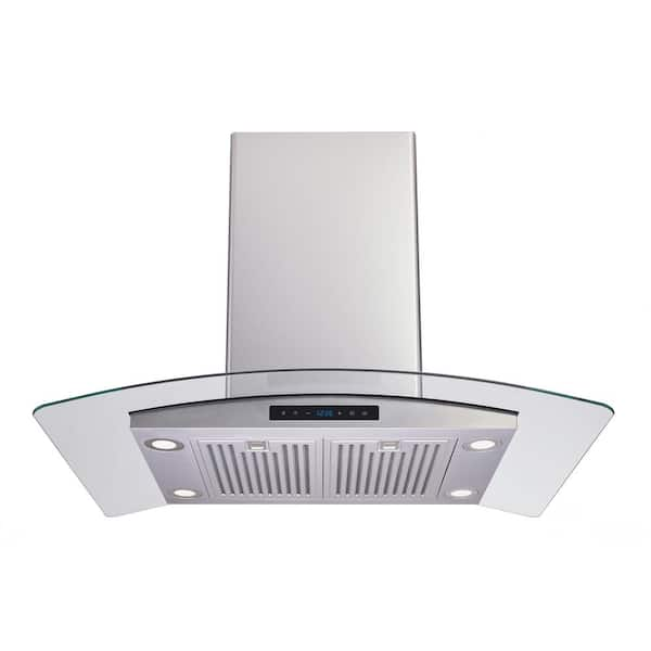 Cosmo 30 in. 380 CFM Ducted Island Range Hood with LED Lighting in Stainless Steel