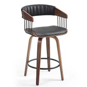 Beaumont 27 in. Black Wood Counter Stool with Faux Leather Seat 1 (Set of Included)