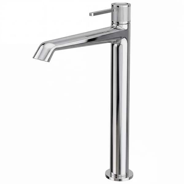 12.8 in. H Mid-Arc Single Handle Single Hole Vessel Sink Faucet with Pop-Up Drain, Elegant Curve in Chrome
