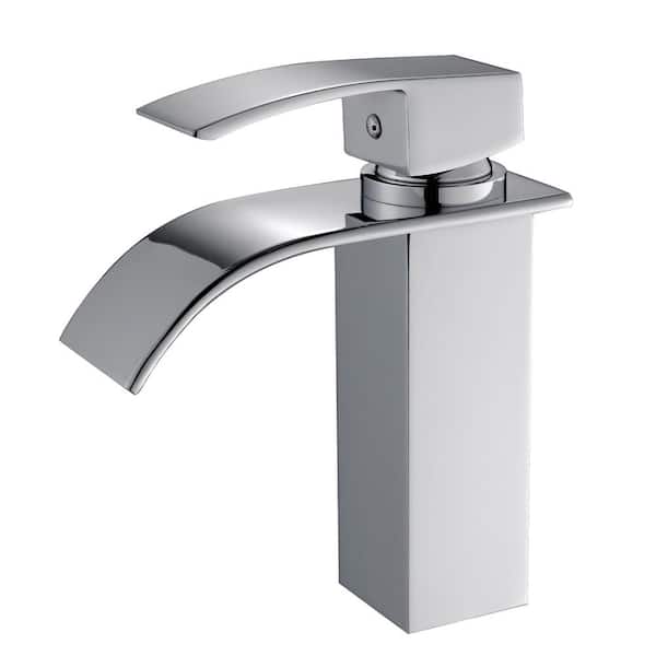 Unbranded Waterfall Bathroom Faucet, Single Handle Single Hole Bathroom Lavatory Vanity Sink Faucet in Polished Chrome