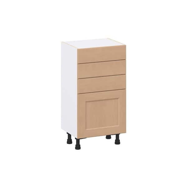 Lakewood 18 in. W x 14.75 in. D x 34.5 in. H Assembled Shaker Base Kitchen Cabinet in Sugar Cookie with 3-Drawers