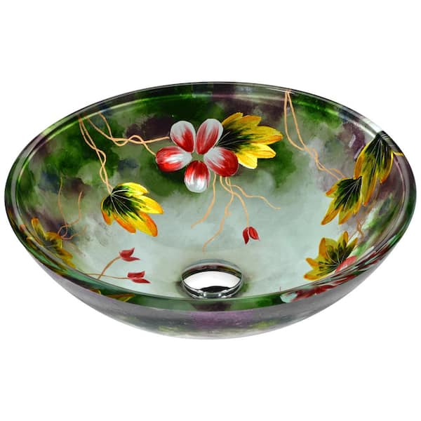 ANZZI Impasto Series Vessel Sink in Hand Painted Mural with Matching Chrome Waterfall Faucet ANZZI Impasto Series Vessel Sink in Hand Painted Mural with Matching Chrome Waterfall Faucet