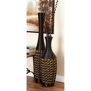 48 in. Brown Tall Woven Floor Rattan Decorative Vase
