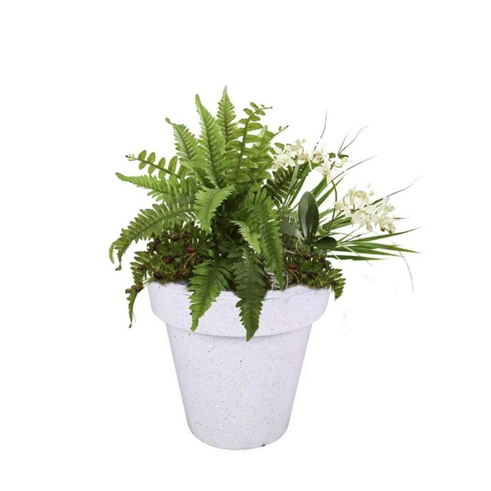 UPC 801946646419 product image for White Outdoor Fiberglass Planter with Solar Lights | upcitemdb.com