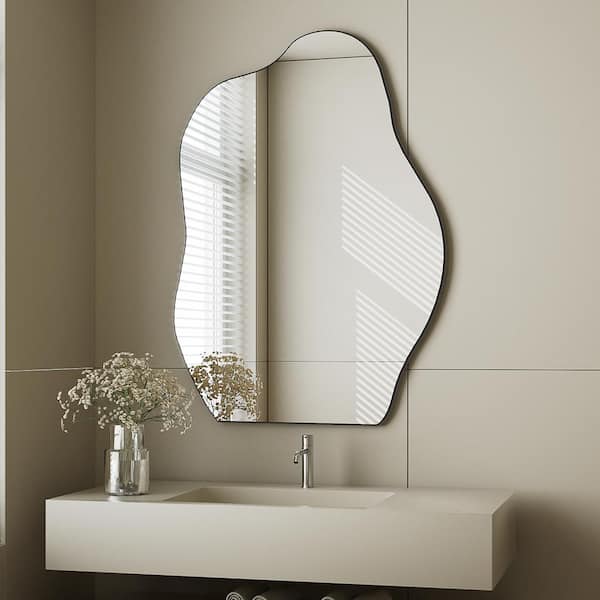 26 in. W x 37.8 in. H Irregular Mirror Wall Mirror Bathroom Vanity
