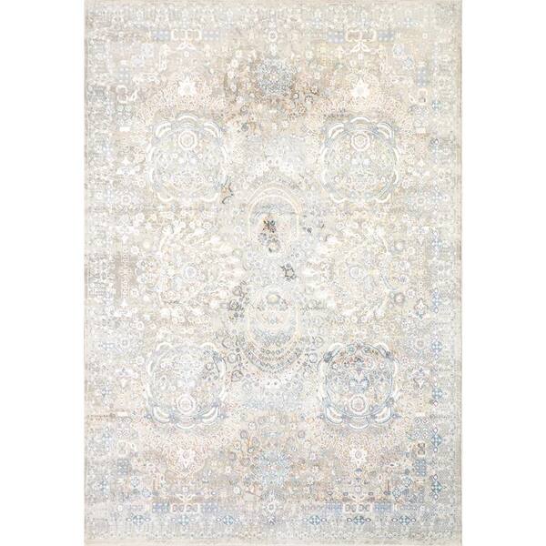 Dynamic Rugs Valley Blue/Beige 5 ft. 3 in. x 7 ft. 7 in. Traditional Viscose Area Rug