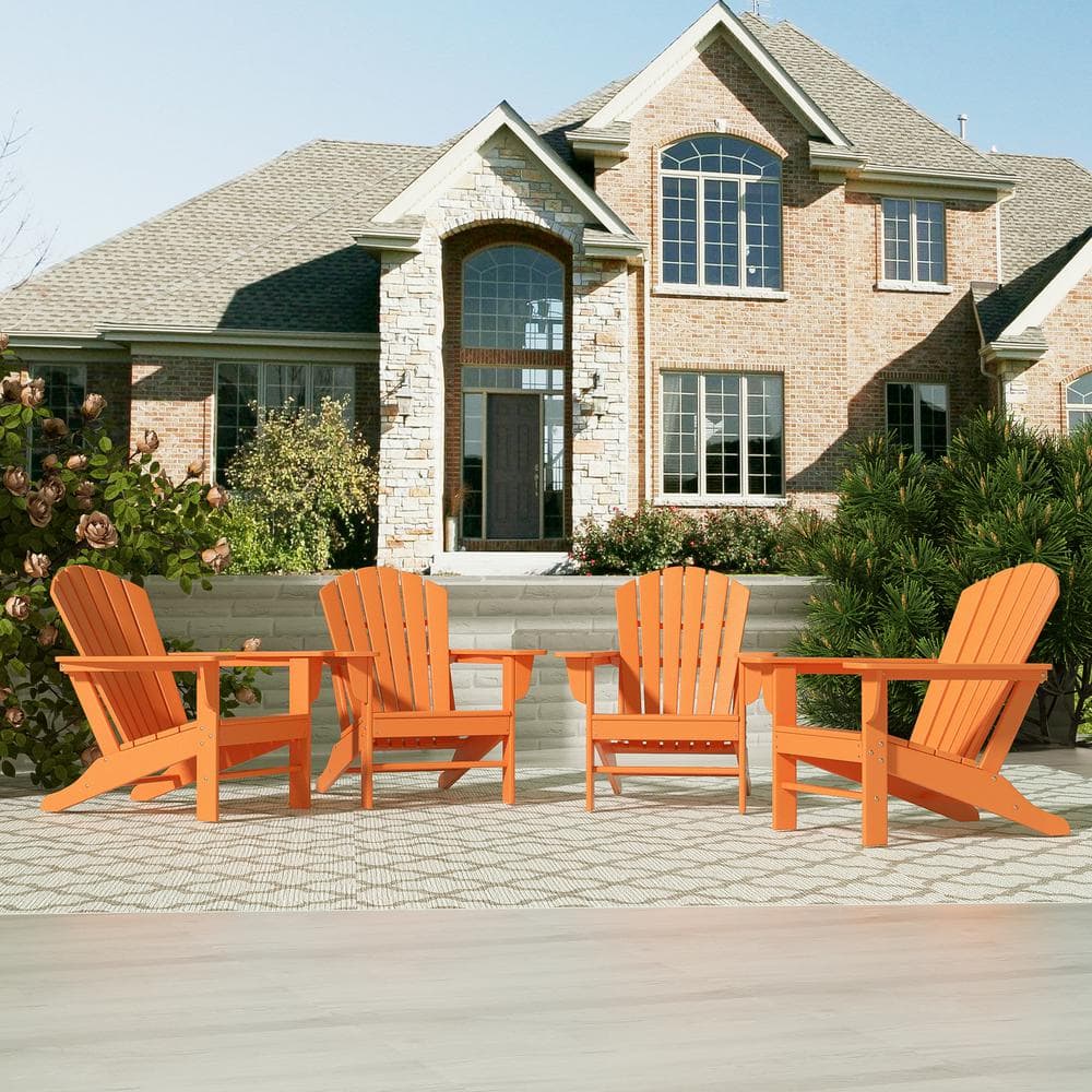 WESTIN OUTDOOR MASON Orange HDPE Plastic Outdoor Adirondack Chair (Set