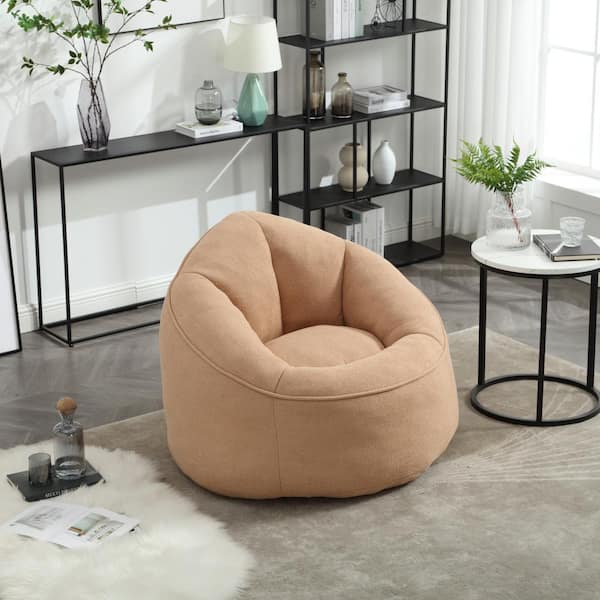 JUJABU Tan Microfiber Bean Bag Chair with Ottoman and Footrest for