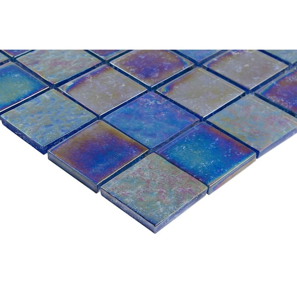 Marina Iridescent Bricks White 12.12 in x 12.75 in. x 8 mm Glass Mosaic Wall Tile