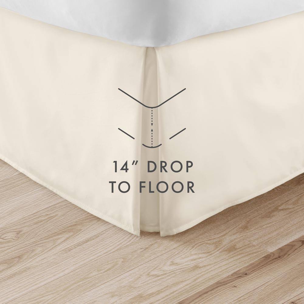 Ivory Full Cotton Polyester Pleated Bed Skirt Panel
