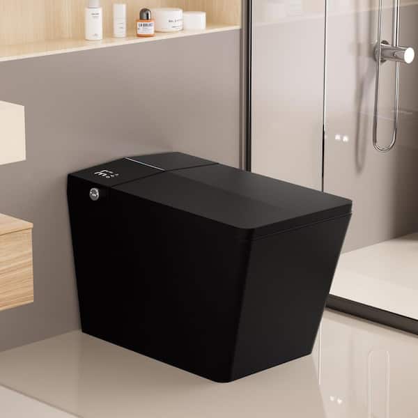 Square Smart Toilet with Tank Built-In, Auto Flush 1.28 GPF, Heated Bidet Seat and Drying, LED Night Light Matte Black