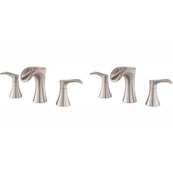 Pfister Brea 8 in. Widespread 2-Handle Waterfall Bathroom Faucet in Brushed Nickel (2-Pack Combo)