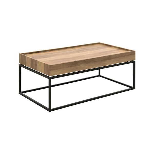 Handy Living Soino 44 In Natural Wood Black Large Rectangle Coffee Table A140003 The Home Depot Large Rectangle Wood Coffee Table, Large Square Natural Wood Coffee Table