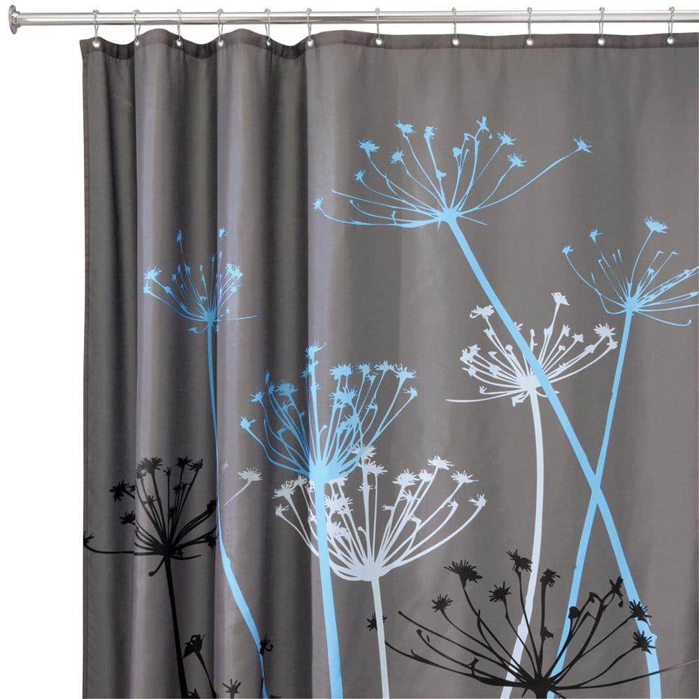 Purple/Gray InterDesign Thistle Fabric Shower Curtain 72 x 72-Inch 