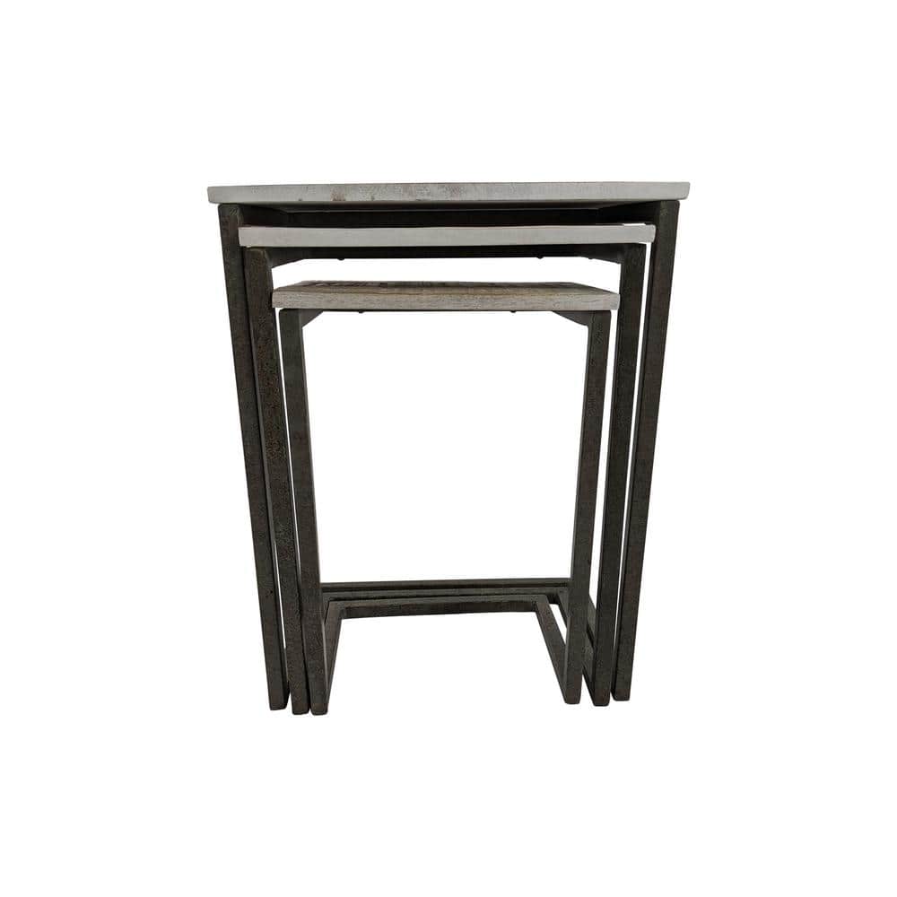 Addison 3-Piece Natural Driftwood and Aged Iron Nesting Table Set