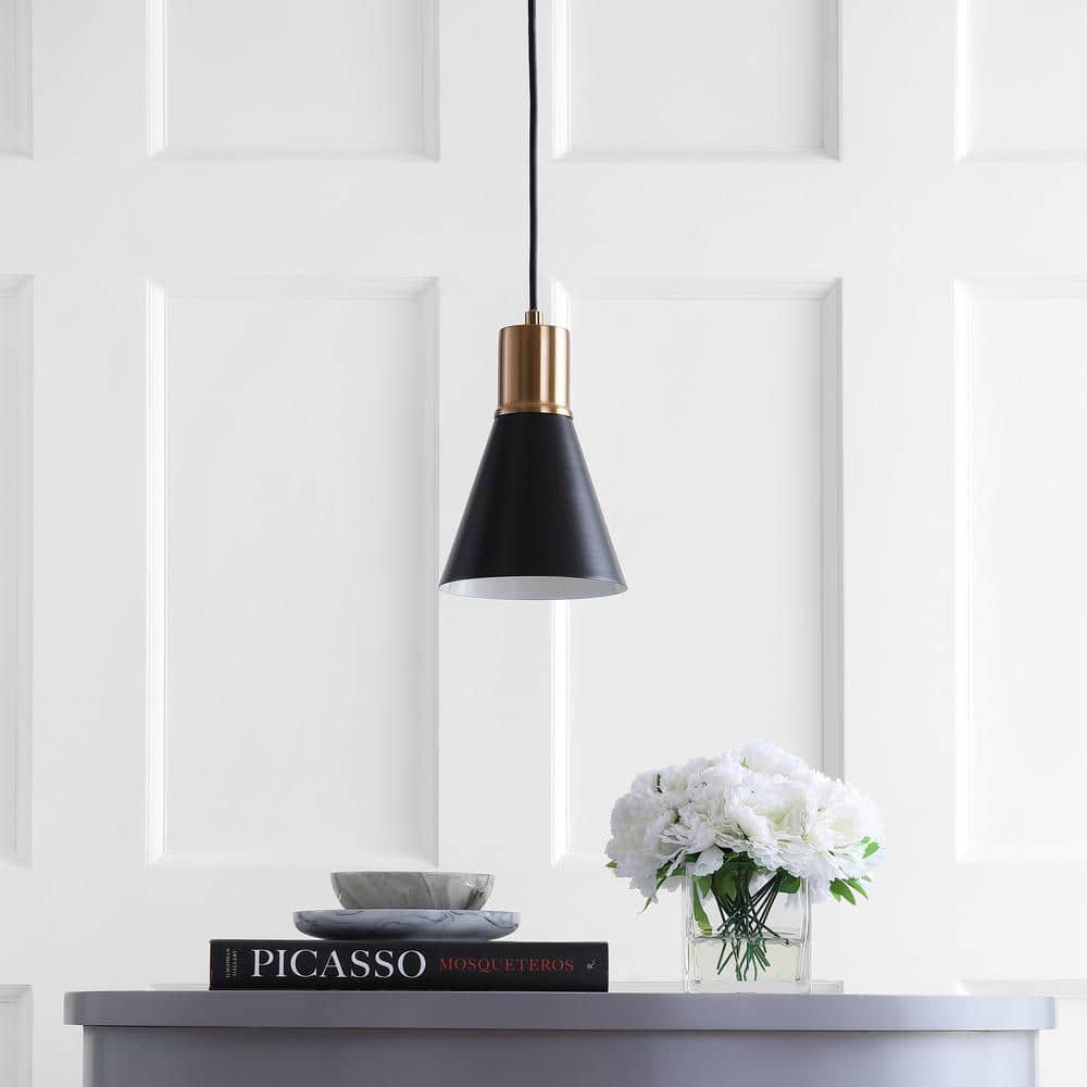 Apollo 6" Black and Brass Gold LED Pendant Light
