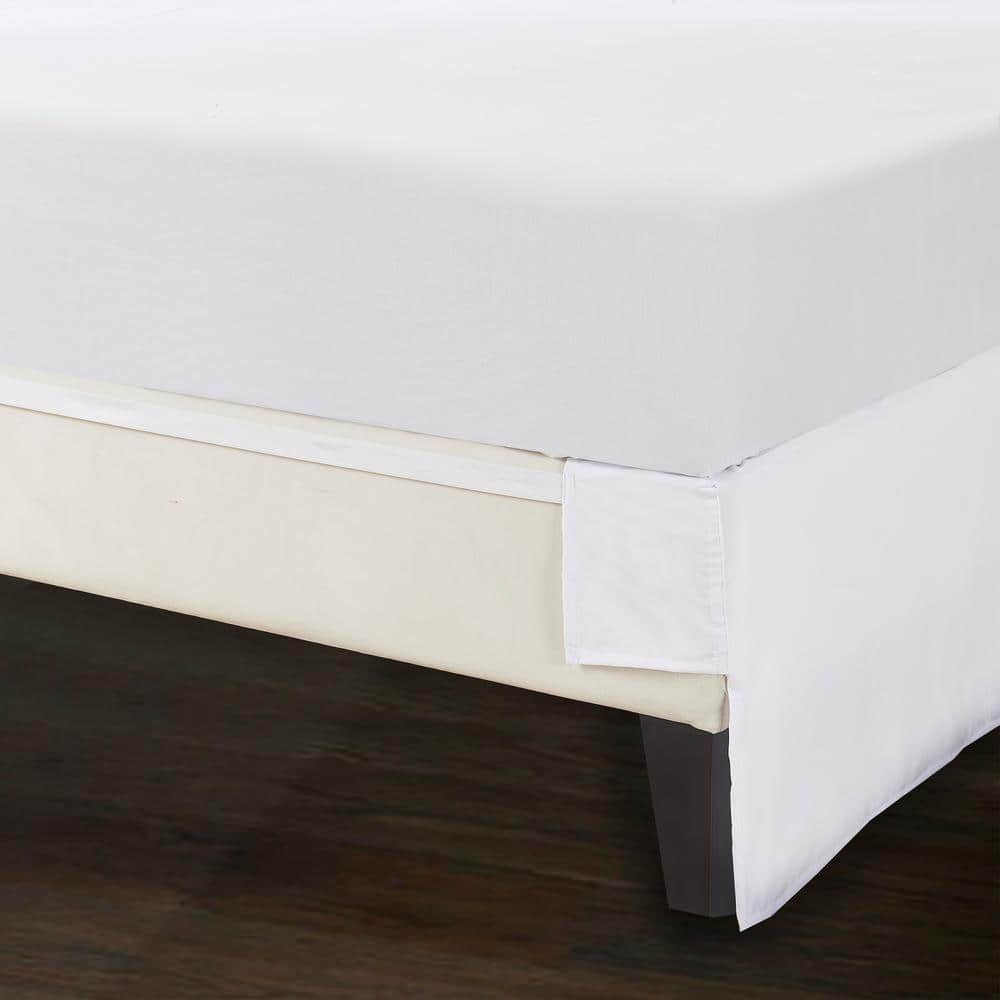 King White Polyester Adjustable Bed Skirt with 15" Drop