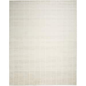 Serenity Home Ivory 9 ft. x 12 ft. Linear Contemporary Area Rug