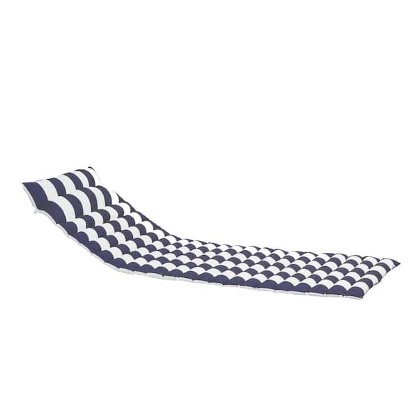 OLUMAT 2-Piece Outdoor Lounge Chair Cushion Replacement Patio Furniture Seat Cushion in Blue and White Stripes