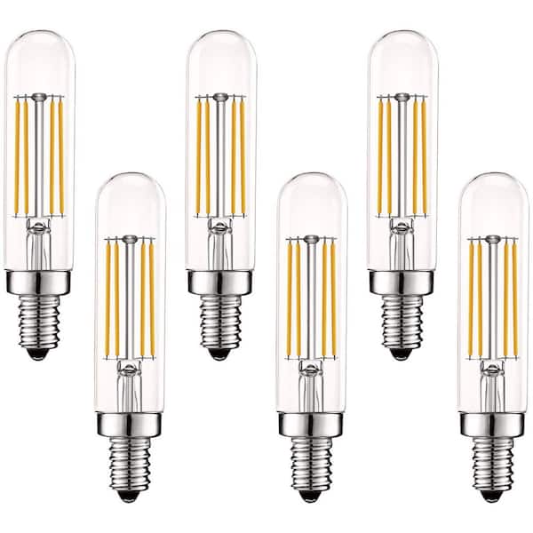 60W Equivalent T6.5 LED Light Bulb 5-Watts 3500K 500-Lumens Dimmable Edison Candelabra LED Tube Bulbs UL Listed 6-Pack