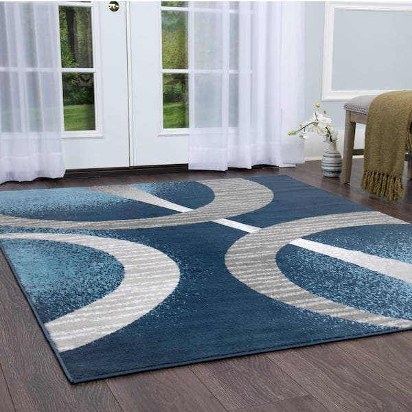 Premium Blue/Grey 4 ft. x 5 ft. Indoor Area Rug