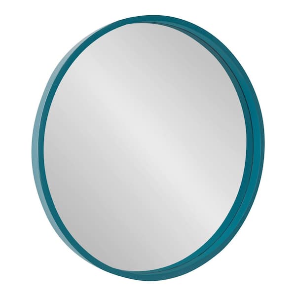 Kate and Laurel Travis 25.60 in. H x 25.60 in. W Modern Round Teal Framed Accent Wall Mirror
