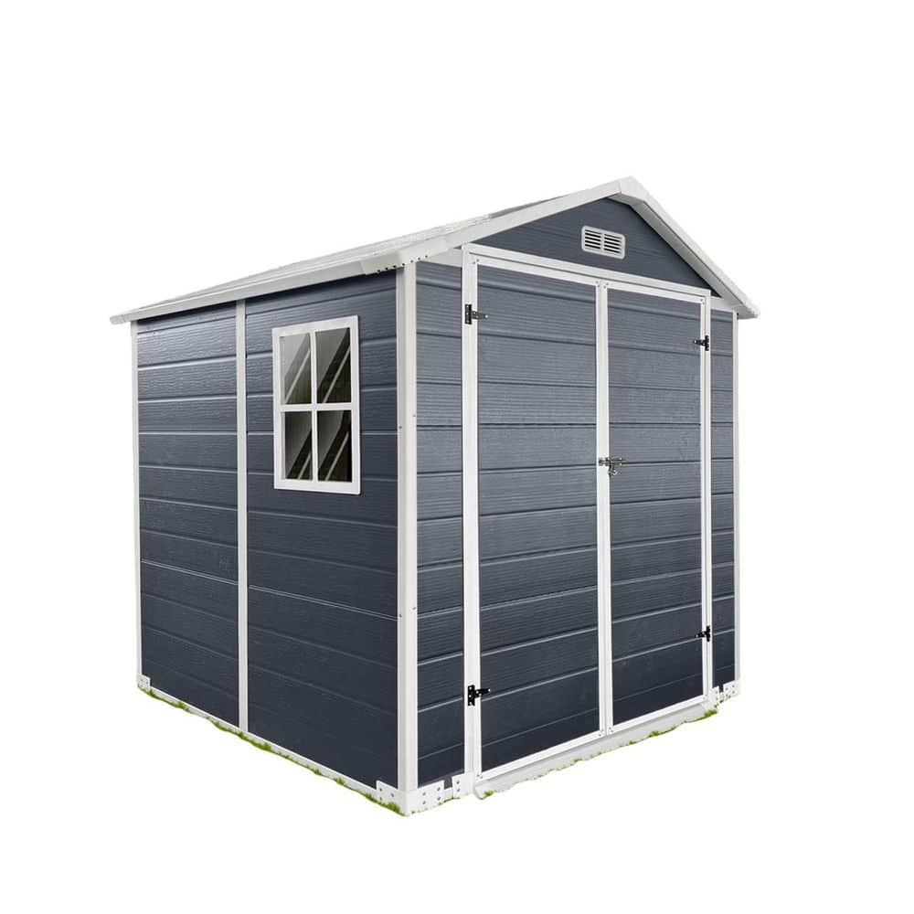 6 ft. x 6 ft. Plastic Outdoor Storage Shed with Door-Garden Tool