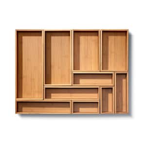 10-Piece Golden Natural Bamboo Storage Organizer Box Set
