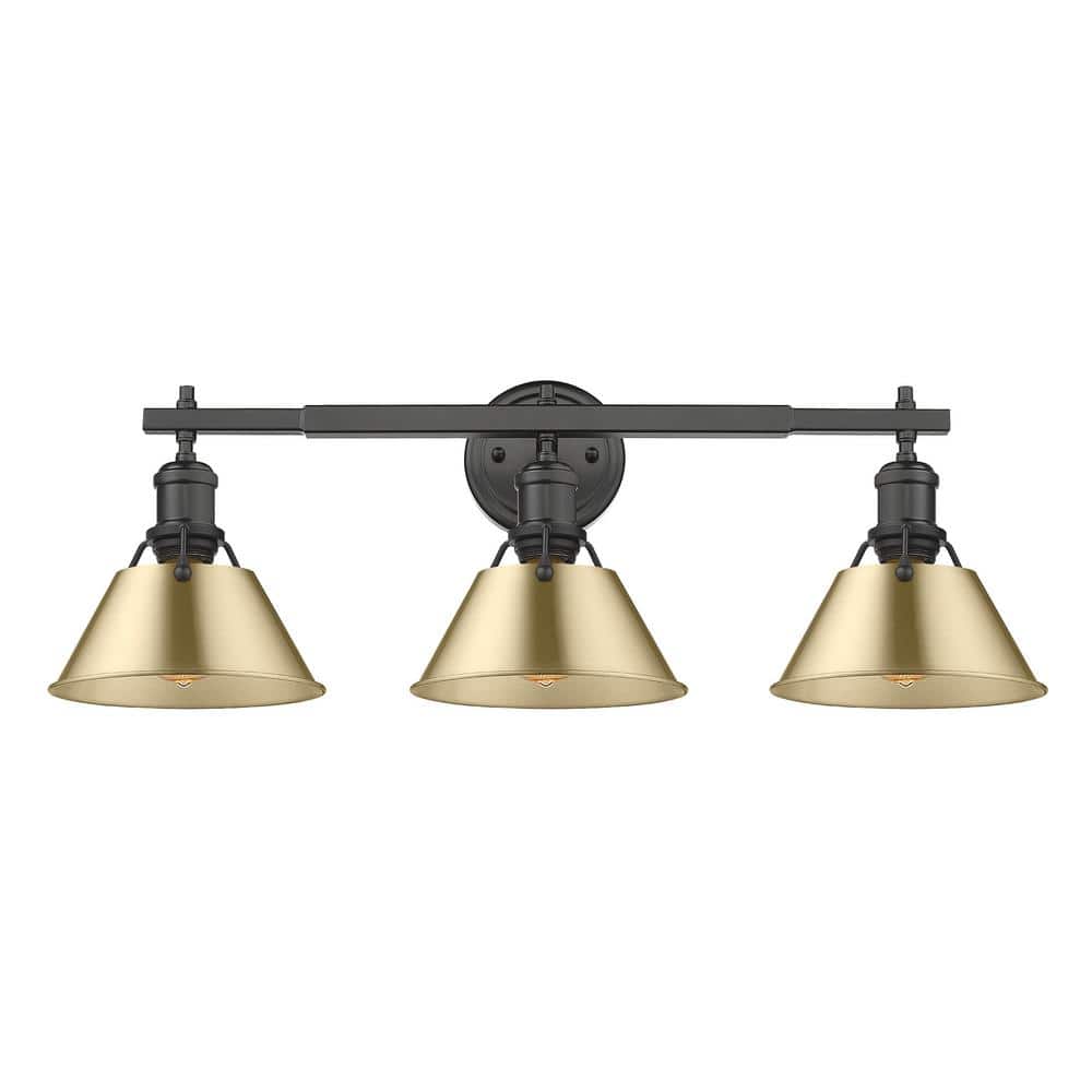 Orwell 27.25 in. 3-Light Matte Black and Brushed Champagne Bronze Vanity Light price history on PriceWatchPro