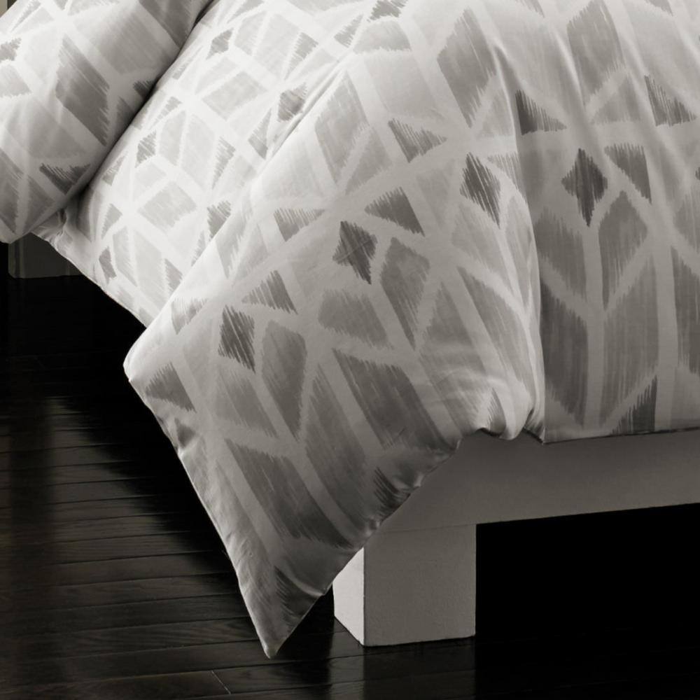 Grayson Twin Gray Cotton Ikat Duvet Cover Set