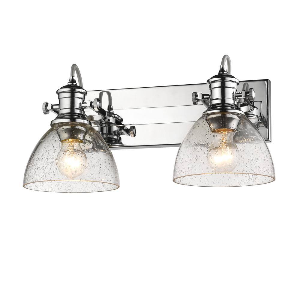 Transitional 17'' Chrome Bath Vanity Light with Seeded Glass