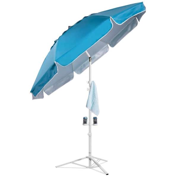 SenQWFa 6.5 ft. Portable Outdoor Patio Umbrella with Adjustable Tilt Feature, Instant Sun Protection and Carry Bag in Light Blue