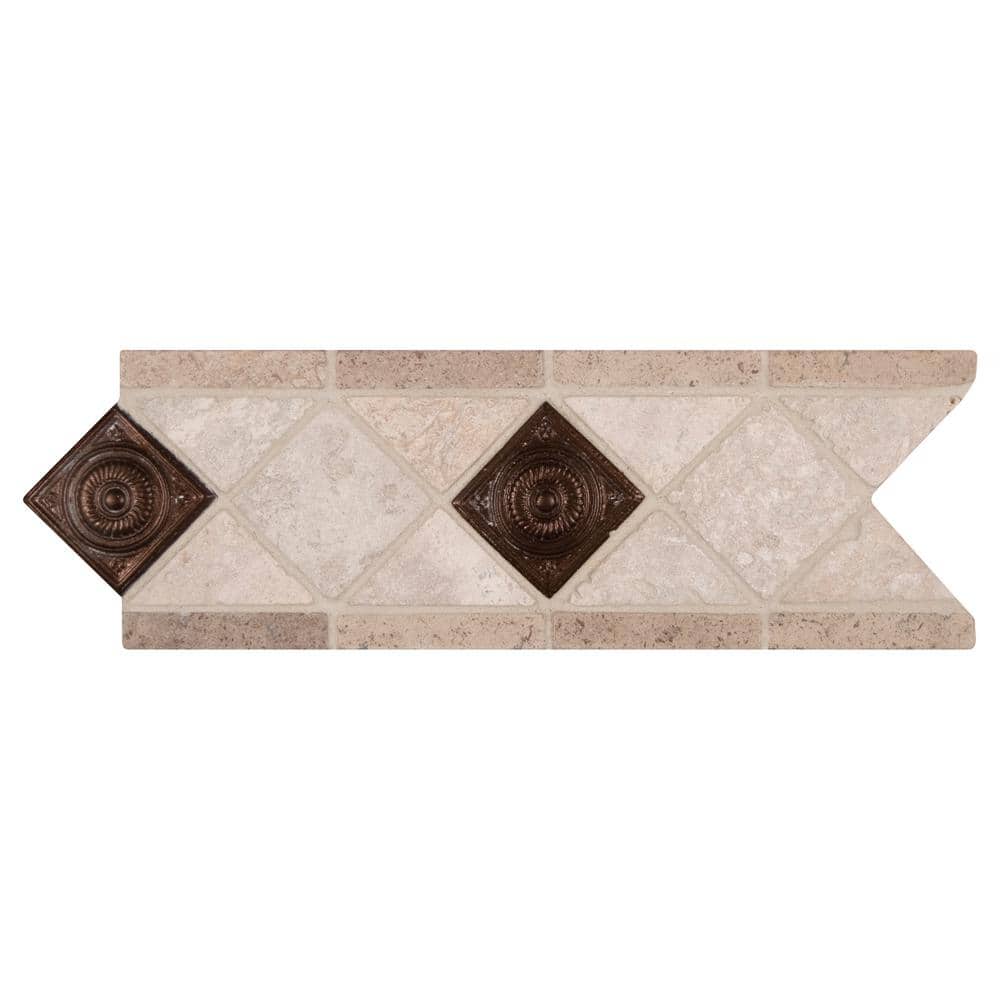 Take Home Sample - Noche Chairo Copper Scudo Listello 4 in. x 4 in. Textured Travertine Floor and Wall Tile price history on PriceWatchPro