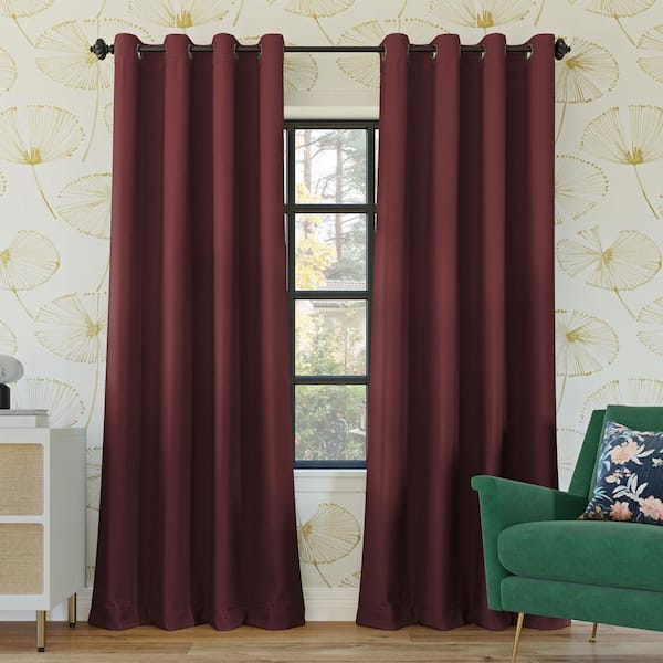 Sun Zero Oslo Theater Grade Wine Polyester 52 in. W x 108 in. L Grommet 100% Blackout Curtain (Single Panel)