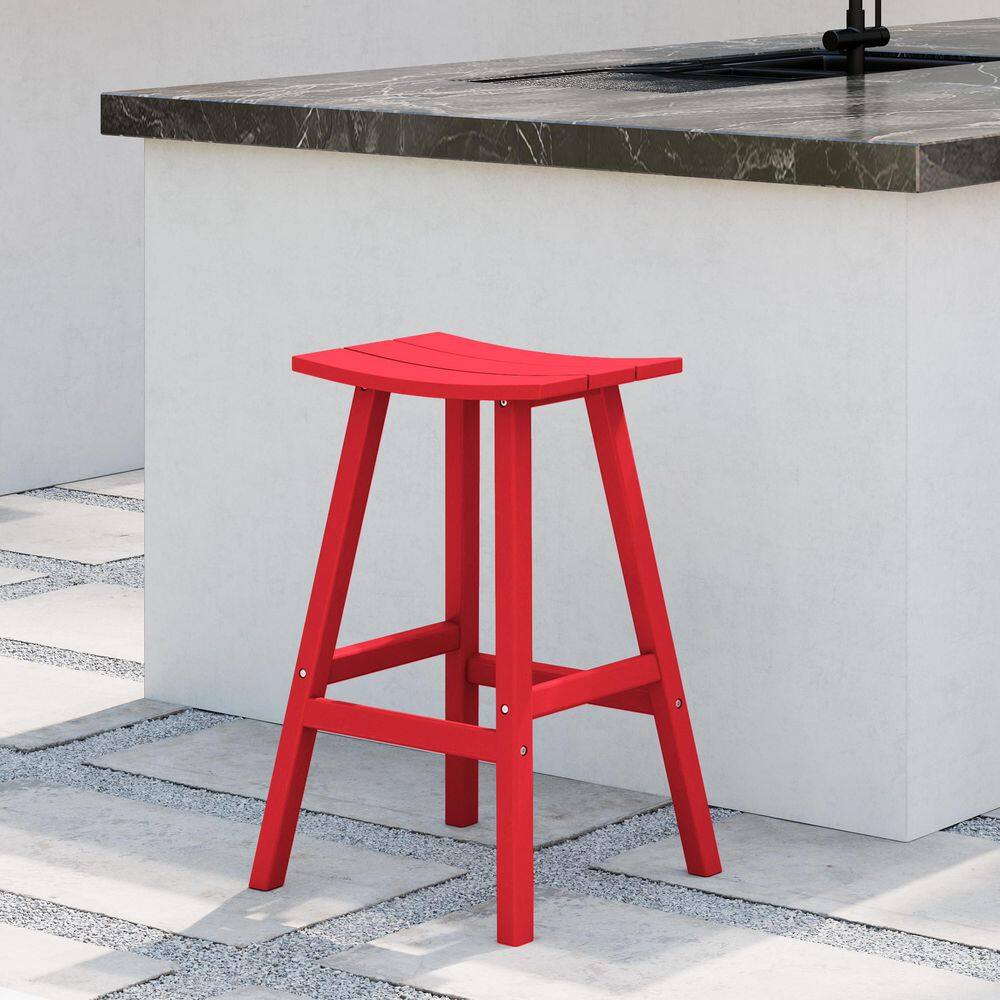 Laguna All-Weather HDPE Curved Saddle Bar Stool 29" Red