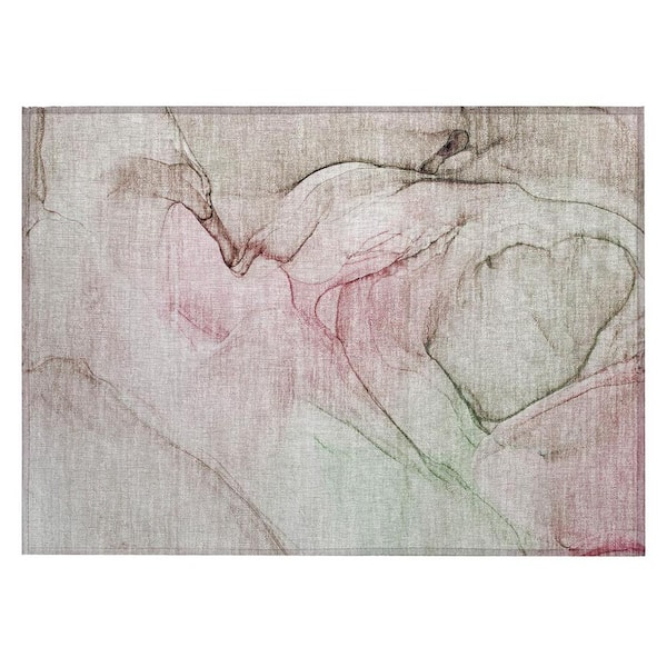 HomeRoots Gray and Pink 2 ft. x 3 ft. Abstract Indoor/Outdoor Area Rug