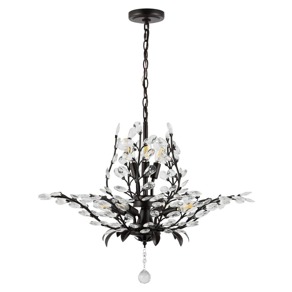 Diantha 28.5" Glam Crystal & Bronze LED Pendant - Adjustable Height
