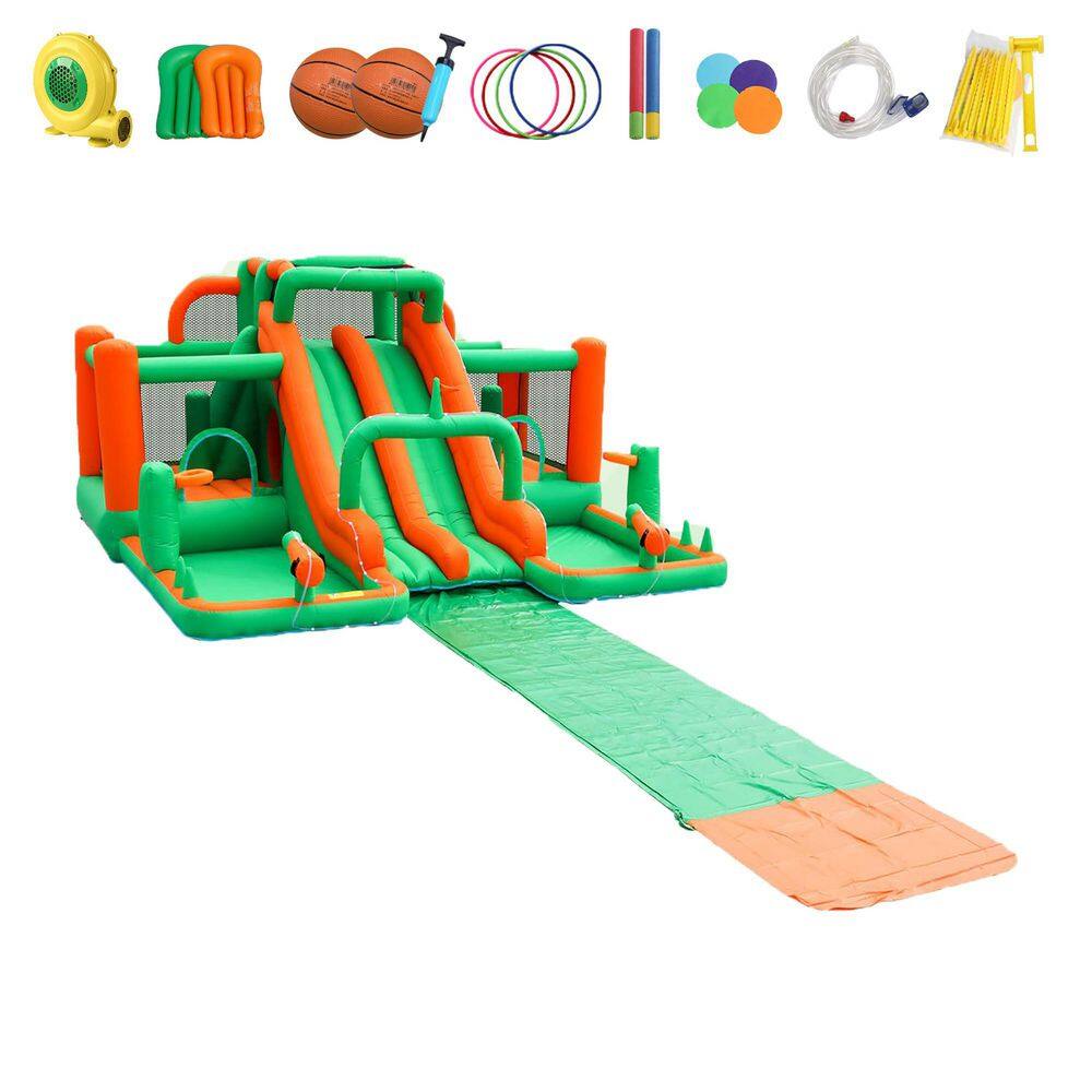 Inflatable Water Slide Bouncer with Slip and Slide, Swing Set for Big Kids, Outdoor Backyard Summer Party Water Park price history on PriceWatchPro