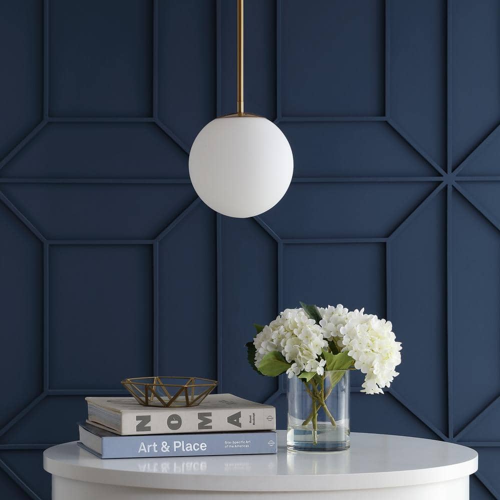 Bleecker 7.75" White Glass Globe LED Pendant Light