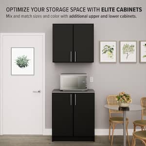 Elite Home Storage Black Base Cabinet with Melamine Countertop