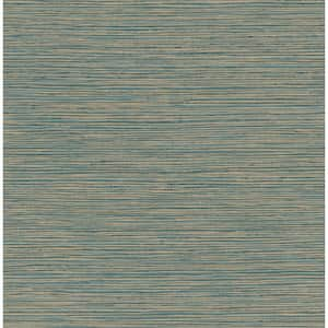 Alton Blue Faux Grasscloth Paper Non-Pasted Textured Wallpaper